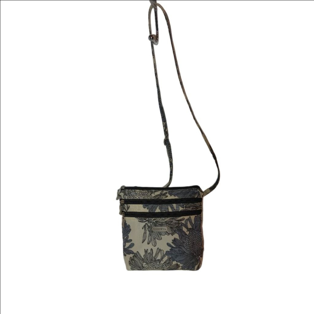 Baggallini Legacy Floral Print Multi Zipper Crossbody Bag
